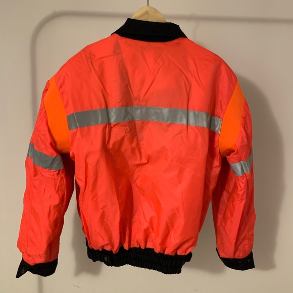 Black & Fluorescent Orange two-sided Bomber Jacket - Picture 6 of 6